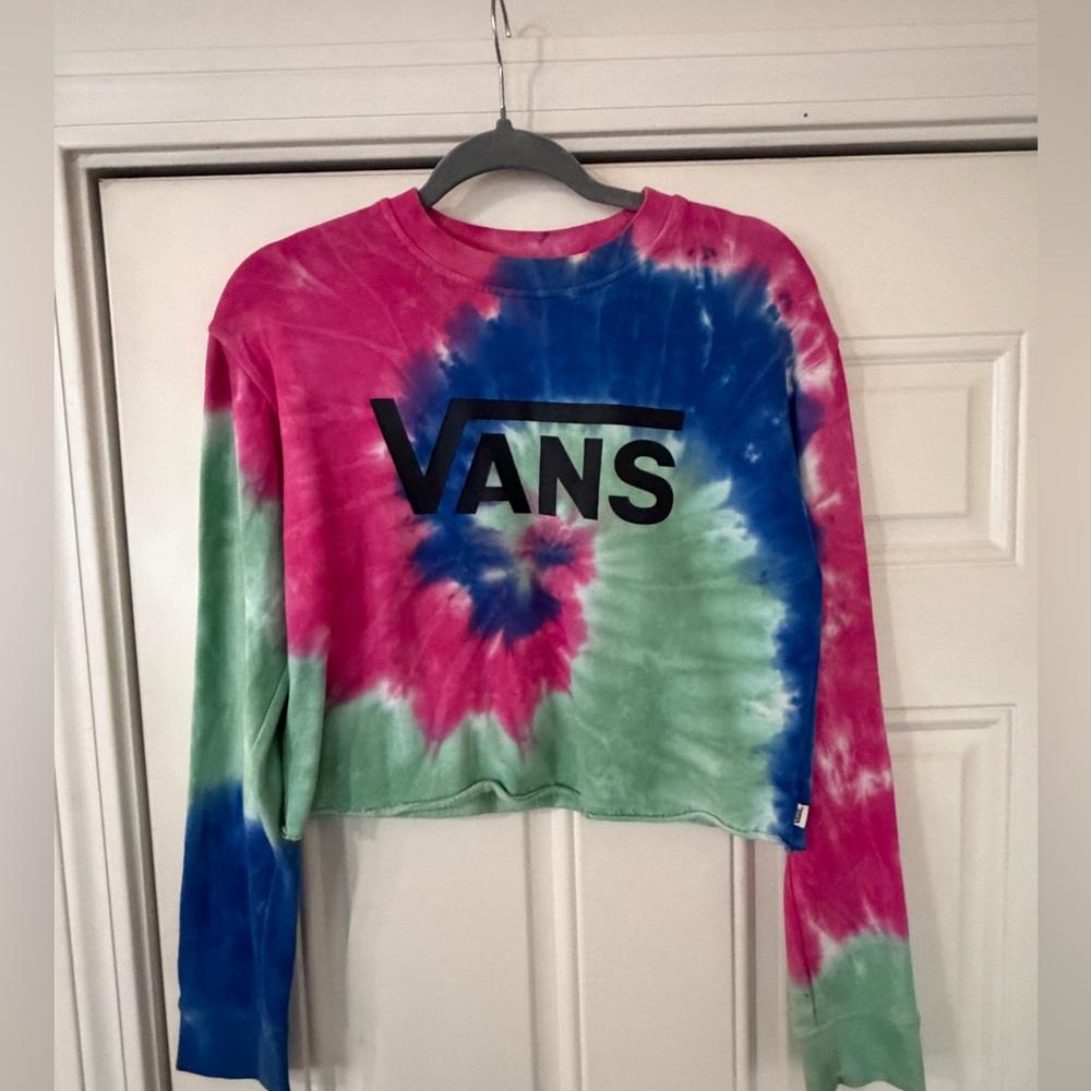 Vans Tie Dye Cropped Crewneck Pullover Sweatshirt Size XS Women's